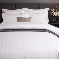 Draps de lit d'hôtel en coton blanc moderne 1cm/3cm Literie confortable de luxe rayée en satin
