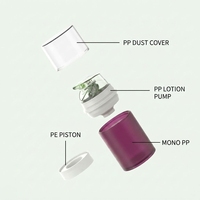 Flacons cosmétiques en plastique PP mono sans air, rechargeables, mats, 15 ml, 30 ml, 50 ml, avec pompe, pour soins de la peau, emballage vide, impression sérigraphique