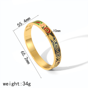 Vintage Style Enameled <b>Titanium</b> Steel Bracelet Women 18k Gold Open Clasp Fashionable High End Stainless Steel Jewelry Gift - Product Image 4