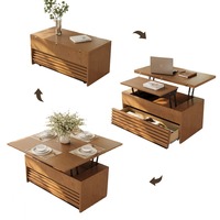 Table basse moderne minimaliste pour petits espaces, en bois, avec plateau relevable, tiroir de rangement caché, bureau réglable