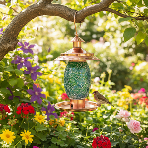 Comedero para Pájaros Colgante de Mosaico de <span class=keywords><strong>Vidrio</strong></span> Hecho a Mano, Estilo Rústico Moderno, para Decoración de Jardín Exterior - Product Image 2