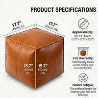 Housse de pouf carré en cuir marron pour rangement, à assembler soi-même, pour vêtements usagés, jouets, couvertures, organisateur de chambre et de salon