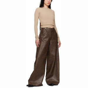 <span class=keywords><strong>Pantaloni</strong></span> di <span class=keywords><strong>pelle</strong></span> marrone <span class=keywords><strong>pantaloni</strong></span> di <span class=keywords><strong>pelle</strong></span> a vita alta su misura <span class=keywords><strong>pantaloni</strong></span> di alta qualità da donna - Product Image 4