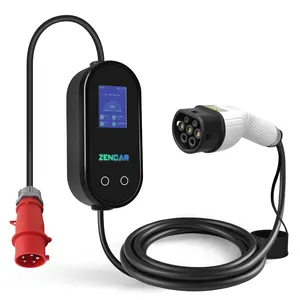 Zencar 22kW EV chargeur Type 2 32A modèle D 220V niveau 2 rapide Portable Mobile Wallbox EVSE amplificateur réglable prise universelle