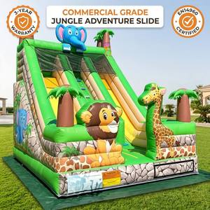 Tobogán Inflable Doble con Diseño de Animales de la Selva, Fácil de Inflar, para Jardín de Niños, Actividades con Animales Salvajes, de PVC - Product Image 6