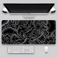 Tapis de Souris Gamer en Caoutchouc avec Contours de Carte du Terrain, Tapis de Clavier PC Gamer Complet, Tapis de Jeu pour Table PC Gamer 90x40cm