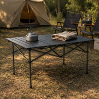 Table de camping portable en tissu Oxford avec structure en acier au carbone, haute capacité de charge, mobilier pliable d'extérieur