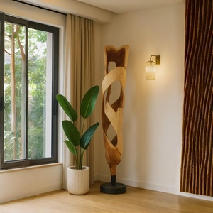 Ornement abstrait torsadé en bois massif gravé, creux, L35xH210cm, autoportant, pour <span class=keywords><strong>la</strong></span> <span class=keywords><strong>décoration</strong></span> intérieure <span class=keywords><strong>de</strong></span> restaurant, artisanat - Product Image 2