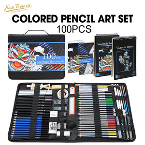 Xin Bowen, ensemble d'art professionnel de 100 pièces, crayons à <span class=keywords><strong>dessin</strong></span>, crayons de couleur, avec carnet de croquis <span class=keywords><strong>pour</strong></span> débutants - Product Image 1
