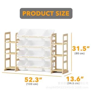 Estante de almacenamiento de juguetes de madera de varias capas, 4 niveles, gran capacidad, organizador de pie para habitación infantil, para juguetes, libros y artículos diversos - Product Image 3