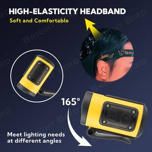 उज्ज्वल पक्षी 300lm नेतृत्व हेडलैंप रिचार्जेबल क्लिप-ऑन कैप वाटरप्रूफ डेलाइट एडजस्टेबल बीम मोशन सेंसर समायोज्य चमक - Product Image 5