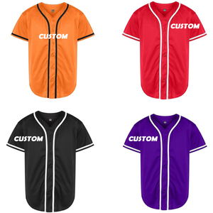 Kaos Baseball Polos Berbahan Dry Mesh dengan Logo Custom, Nomor Jahit Sublimasi, Bahan Polyester Bernapas, Kerah V, Jersey Baseball Fashion - Product Image 1