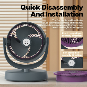Ventilador de Circulación de Aire 3D con Perilla de Velocidad Graduable, Temporizador de 1/2/4/8 Horas, Doble Batería Recargable de 4000mAh, USB-C, LED, Alerta de Batería Baja - Product Image 6