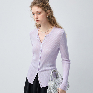 Suéter de Punto con Botones Plateados para Mujer, Marca VEGA CHANG, Color <span class=keywords><strong>Gris</strong></span> Oscuro, <span class=keywords><strong>Cuello</strong></span> en V, Estilo Casual, Prenda de Punto Elegante - Product Image 1