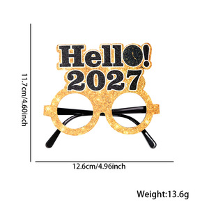 แว่นตาปีใหม่สีดำทองประดับเลื่อม ปี 2027 ของตกแต่งปาร์ตี้ อุปกรณ์ถ่ายรูป ของประดับตกแต่งสำหรับงานฉลองปีใหม่ ของชำร่วยบนโต๊ะ - Product Image 6