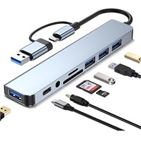 Hub USB 3.0 Mini en Aluminium 8 en 1 avec 8 Ports Type C USB2.0 Adaptateur Splitter USB C Universel pour Ordinateur Portable Souris Clavier