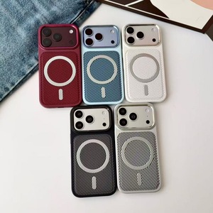 Coque de téléphone XP039 en fibre de carbone à fixation magnétique, compatible avec iPhone 18 Pro Max, nouvelle coque iPhone 17 16 Pro avec grand fenêtre et anneau miroir métallique - Product Image 1