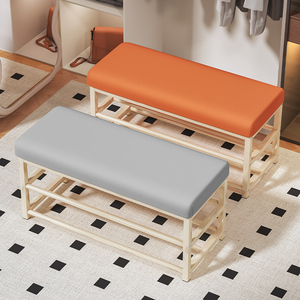 Bancs à chaussures domestiques personnalisables en acier au carbone, bancs de rangement pour chaussures en métal avec coussin moelleux, étagères à chaussures - Product Image 1