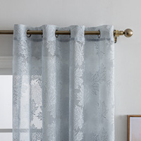 Voilages transparents en polyester jacquard à feuilles séchées, à œillets, style européen, pour fenêtre plate de salon
