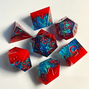 Superman color matching -- handmade red resin sharp edge dice dnd --RPG games