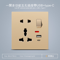 Interface USB Type C avec voyant lumineux, prise murale multifonctionnelle standard britannique