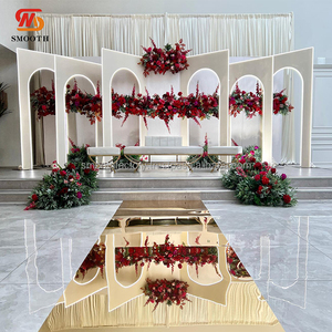 แผงฉากหลังอะคริลิคโถงแต่งงานขนาดใหญ่เรียบ3D บานพับสีขาวโค้งพร้อมแถบไฟ LED - Product Image 1