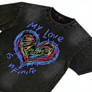 Camiseta de Manga Corta para Hombre, Estilo Informal, con Estampado de Moda, Gruesa y Versátil, con la Frase "Mi Amor Es Infinito" - Product Image 2