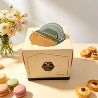 Boîte à gâteau personnalisée imprimée, estampage à chaud avec fenêtre transparente en PET, emballage alimentaire haut de gamme pour pâtisseries, gâteaux et cadeaux