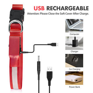 Harga grosir TZ-PET5200U kerah anjing peliharaan modis lampu reflektif LED isi ulang Model personalisasi serat Solid - Product Image 5