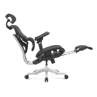 Chaise de bureau de qualité supérieure avec base en aluminium, dossier en maille, assise large réglable, pivotante, avec repose-pieds