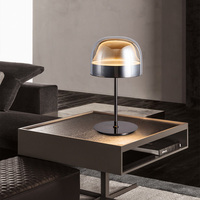 Lampe de table rétro américaine en métal doré, lampe d'intérieur de lecture personnalisée, abat-jour en verre transparent, lampe de table