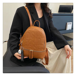 Conception personnalisée de couleur pure femmes sacs à dos Portable en cuir Pu grande capacité femmes sacs à dos pour le shopping voyage - Product Image 4