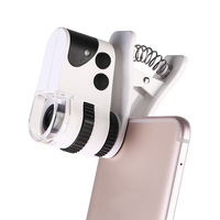 Objectif de microscope pour téléphone portable OEM ODM 60X, loupe macro universelle rechargeable à LED avec clip pour l'inspection de bijoux et d'électronique