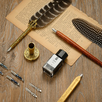 Ensemble de stylos plume et d'encre mécaniques rétro européens pour calligraphie, ensemble de stylos plume scintillants, stylo plume antique pour calligraphie avec encre