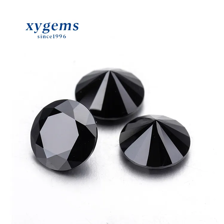 Xygems Zwarte Edelsteen Cz Ronde Brilliant Cut Black Edelstenen Voor 18/14K Ringen