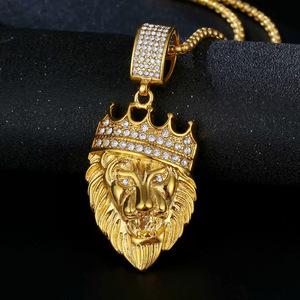 Yunnique – collier avec pendentif tête de lion, en acier inoxydable plaqué or, bijoux Hip Hop pour hommes, accessoire de fête - Product Image 3