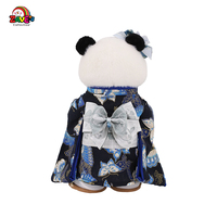 ZAVES 30CM Peluche Panda Réaliste Géante, Poupée Personnalisée, Kimono Japonais, Pose Debout, Rose