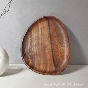 Plateaux de service en bois d'acacia, forme irrégulière, assiette en bois massif pour café, thé, collations, usage hôtelier et de restaurant, couleur rétro - Product Image 3