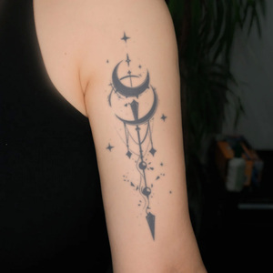 Luna e stelle geometrico temporaneo tatuaggio Semi permanente tatuaggio impermeabile per 2 settimane realistico tatuaggio <span class=keywords><strong>a</strong></span> base di erbe per il corpo del braccio - Product Image 4
