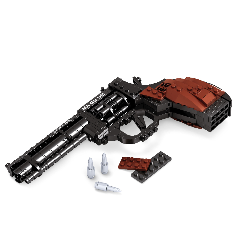 Magno revolver b brinquedo de pistola de brinquedo, tijolo de brinquedo, 300 peças, militar, bloco de construção, revólver, arma de brinquedo para crianças