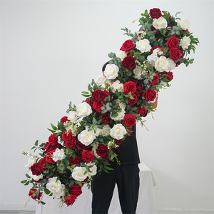 Factory Custom Artificial <b>red</b> white Flower <b>Runner</b> for Wedding Table Centerpieces Decorations - Product Image 1