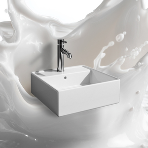 Élégant lavabo carré en céramique haut de gamme pour salle de bain - Écologique, compact, minimaliste - Product Image 6