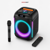 Enceinte DJ portable étanche pour extérieur avec basses puissantes, éclairage LED RGB, alimentée par batterie et microphone