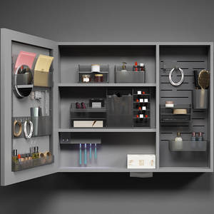 أرفف حمام بلاستيكية حديثة صناديق تخزين مضيئة ألواح مثقبة رفوف معلقة للمروحة مقاومة للماء قابلة للتعديل للفنادق - Product Image 1