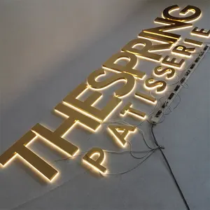 Parlak yüz aydınlatmalı mektup işareti özel harf Led ışıklar 3D ışıklı harfler iş ışıkları ile Metal işareti