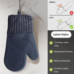 Vente en gros de gants de four en silicone gants anti-brûlure mitaines de gril pour micro-ondes avec logo personnalisé gant de four résistant à la chaleur - Product Image 3