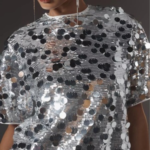 Nuevo Vestido Corto de Lentejuelas para Mujer, Cuello Redondo, Cintura Holgada, Vestido de Fiesta para Vacaciones - Product Image 2