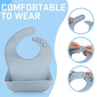 Bavoirs en silicone réglables JiaZhiLe, nouveaux bavoirs d'alimentation sans BPA pour bébés et tout-petits de 10 à 72 mois, lavables, imperméables, avec bouton
