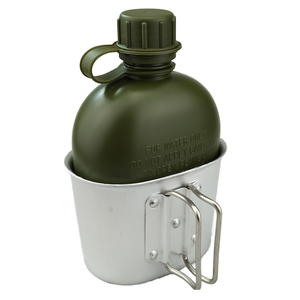 Échantillon gratuit équipement de camping de plein air verres couvercle de bouteille d'eau américaine 3 pièces kit de cantine avec couvercle tasse en acier inoxydable - Product Image 1