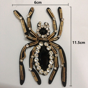 Squisito ricamo perline strass Spider patch accessori indumento LT9318 - Product Image 5